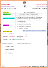 أوراق عمل درس Continuity and its Consequences الرياضيات منهج انجليزي الصف 12 الفصل 1