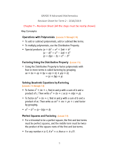أوراق عمل مراجعة الفصل الثاني و3 رياضيات منهج إنجليزي صف 9 متقدم