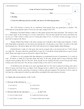 أوراق عمل نموذج امتحان قراءة نهائي لغة انجليزية الصف 10 الفصل 1