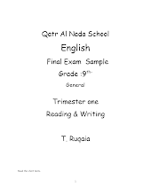 أوراق عمل Final Exam Sample إنجليزية الصف 9 الفصل الاول