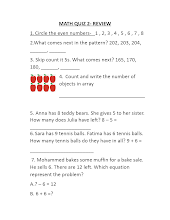 أوراق عمل QUIZ 2 REVIEW الرياضيات الصف 2 الفصل 1