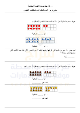 تدريبات وحدة القيمة المكانية حتى درس العد بالعشرات باستخدام الفلوس للصف الاول