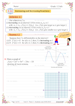 حل درس Increasing and Decreasing Functions الرياضيات المتكاملة الصف 12 الفصل 2